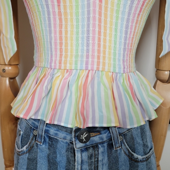 Yumi Kim Anthropologie Moon River Rainbow Tie Smocked Tank Top Size XXS - Picture 3 of 10